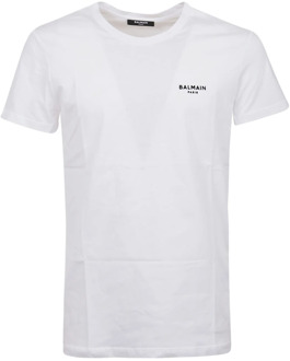 Balmain Klassieke Fit Flock T-Shirt Balmain , White , Heren - M,S