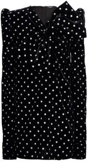 Balmain Korte jurk met grote strik en glinsterende stippen Balmain , Black , Dames - M,S,Xs,2Xs