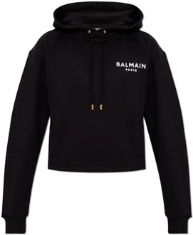 Balmain Korte sweatshirt met logo Balmain , Black , Dames - Xl,L,M,S,Xs