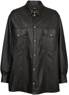 Balmain Leather overshirt Balmain , Black , Heren - L