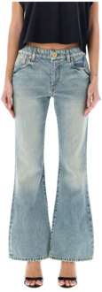 Balmain Lichtblauwe Western Bootcut Denim Jeans Balmain , Blue , Dames - S,Xs