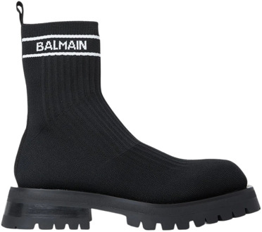 Balmain Logo Gebreide Laarzen Balmain , Black , Dames - 40 EU
