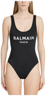 Balmain Logo Swimsuit Balmain , Black , Dames - S,Xs