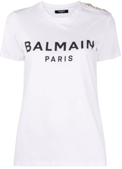 Balmain Logo T-shirt Balmain , White , Dames - Xl,L,M,S,Xs