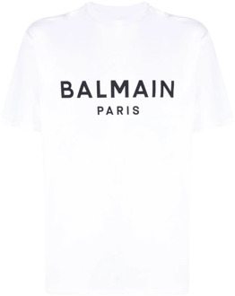 Balmain Logo T-shirt Balmain , White , Heren - 2Xl,Xl,L,M,S,3Xl