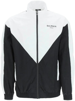 Balmain Logo Windbreaker Jas Balmain , Black , Heren - L