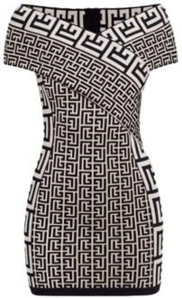 Balmain Luxe bodycon jurk met monogram ontwerp Balmain , Black , Dames - S,Xs
