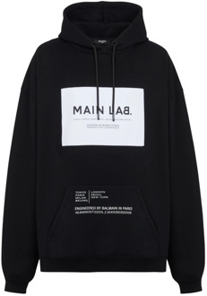 Balmain Main Lab label hoodie Balmain , Black , Heren - 2Xl,Xl,L,M,S,Xs,3Xl