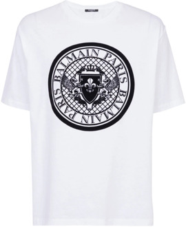 Balmain Medallion T-shirt Balmain , White , Heren - 2Xl,Xl,L,M,S,Xs,2Xs