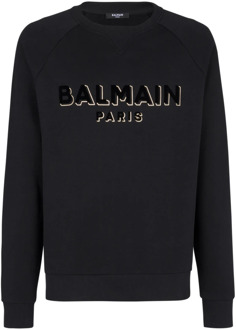 Balmain Metallic flock sweatshirt Balmain , Black , Heren - Xl,L,3Xl