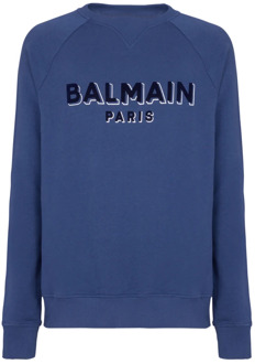 Balmain Metallic flock sweatshirt Balmain , Blue , Heren - 2Xl,Xl,L,M,S,Xs,3Xl