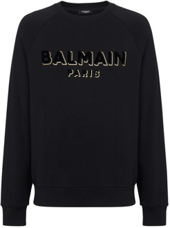 Balmain Metallic flocked sweatshirt Balmain , Black , Heren - 2Xl,Xl,L,M,S,Xs,3Xl,2Xs