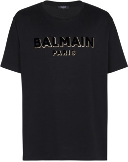 Balmain Metallic Flocked T-shirt Balmain , Black , Heren - 2Xl,Xl,L,M,3Xl