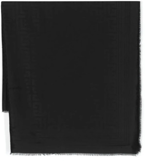 Balmain Monogram Sjaal met Raffelige Rand Balmain , Black , Dames - ONE Size