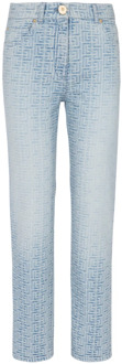 Balmain Monogram straight-cut denim jeans Balmain , Blue , Dames - Xl,M,S,Xs