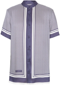 Balmain Overhemd met sjaalprint en monogram Balmain , Blue , Heren - Xl,L,M,S