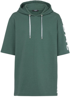Balmain Oversized ecodesigned katoenen hoodie met logoprint Balmain , Green , Heren - Xl,L,M,S