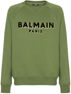 Balmain Paris flocked sweatshirt Balmain , Green , Heren - Xl,S,Xs