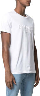 Balmain Paris Reliëflogo Wit T-shirt - maat M