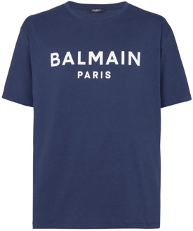Balmain Paris T-shirt Balmain , Blue , Heren - Xl,L,M,S