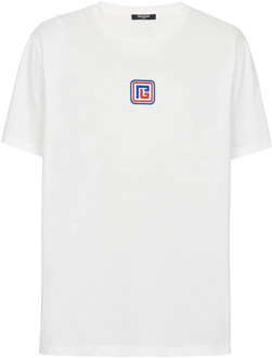 Balmain PB T-shirt Balmain , White , Heren - 2Xl,Xl,L,M,S,Xs,2Xs
