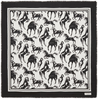 Balmain Pierre paardenprint zijden sjaal Balmain , Black , Dames - ONE Size