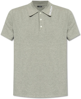 Balmain Polo shirt met logo Balmain , Gray , Heren - Xl,L,M,S,3Xl
