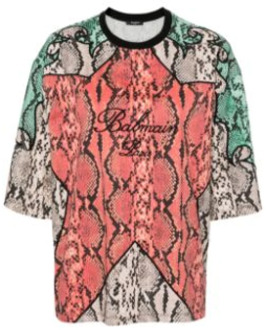 Balmain Python Print T-shirt Balmain , Multicolor , Dames - L,M,S