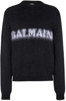 Balmain Retro trui van geborsteld mohair Balmain , Black , Heren - Xl,L