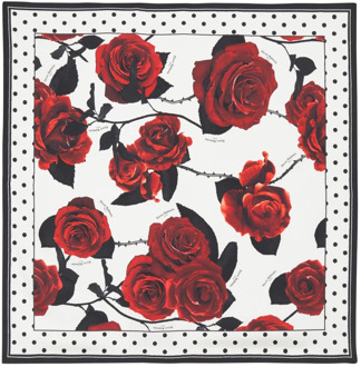 Balmain Rode rozen en polka dot bedrukte zijden sjaal Balmain , Red , Dames - ONE Size