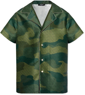 Balmain Shirt met korte mouwen Balmain , Green , Heren - Xl,L,M,S