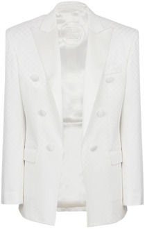 Balmain Single Breasted Suits Balmain , White , Heren - L
