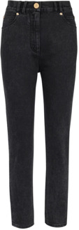 Balmain Slim-fit denim jeans met klassieke zakken Balmain , Black , Dames - L,M,S,Xs
