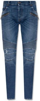Balmain Slim Fit Jeans Upgrade Stijlvol Hoogwaardig Balmain , Blue , Heren - W33