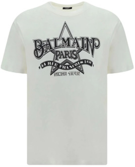 Balmain Sterren T-shirt Balmain , Beige , Heren - XL
