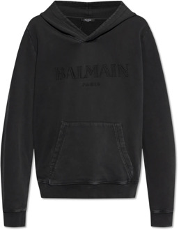 Balmain Sweatshirt met logo Balmain , Black , Heren - 2Xl,Xl,L,M,S