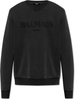Balmain Sweatshirt met logo Balmain , Black , Heren - 2Xl,Xl,L,M,S