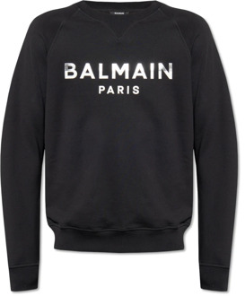 Balmain Sweatshirt met logo Balmain , Black , Heren - Xl,L,M,S