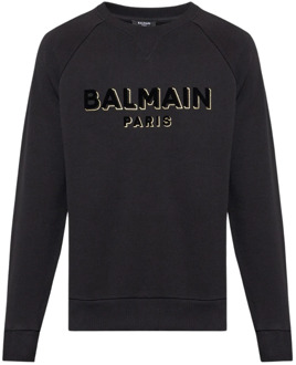 Balmain Sweatshirt met logo Balmain , Black , Heren - XL