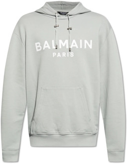 Balmain Sweatshirt met logo Balmain , Gray , Heren - 2Xl,Xl,L,M,S,3Xl