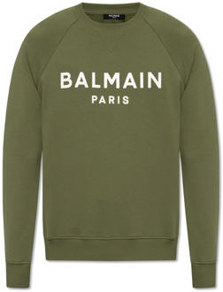 Balmain Sweatshirt met logo Balmain , Green , Heren - Xl,L,M