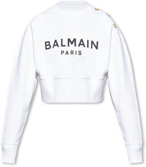 Balmain Sweatshirt met logo Balmain , White , Dames - Xl,L,M,S