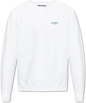Balmain Sweatshirt met logo Balmain , White , Heren - 2Xl,Xl,M