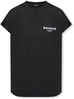 Balmain T-shirt met logo Balmain , Black , Dames - L,M,S,Xs