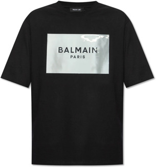 Balmain T-shirt met logo Balmain , Black , Heren - L,M