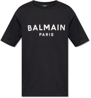 Balmain T-shirt met logo Balmain , Black , Heren - Xl,L,M