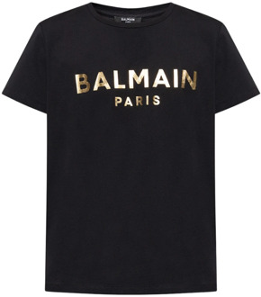 Balmain T-shirt met logo Balmain , Black , Heren - Xl,S
