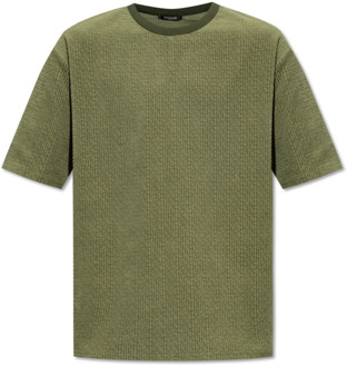 Balmain T-shirt met monogram Balmain , Green , Heren - 2Xl,Xl,L,M
