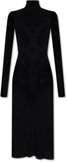 Balmain Transparante jurk met opstaande kraag Balmain , Black , Dames - M,S,Xs,2Xs