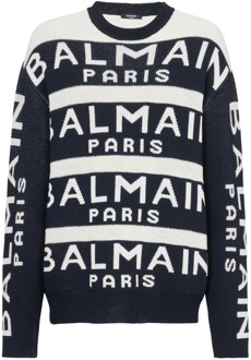 Balmain Trui geborduurd met Parijs logo Balmain , Black , Heren - Xl,L,M,S